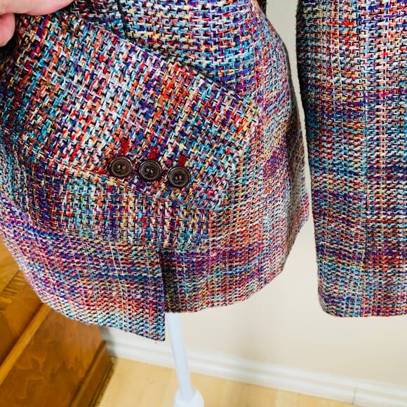 Coldwater Creek Size S Women's Tweed Blazer Jacket Pink Fall Workwear - Picture 8 of 11
